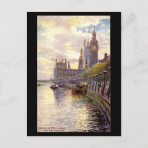 Old Postcard - London, Parlament und Embankme Postkarte