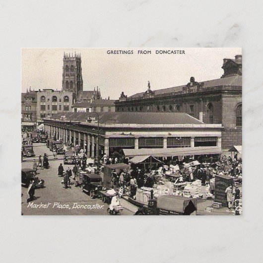 Old Postcard - Market Place, Doncaster, Yorkshire Postkarte (Vorderseite)