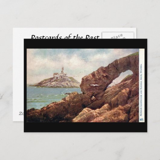 Old Postcard - Mumbles Lighthouse, Swansea Postkarte (Vorne/Hinten)