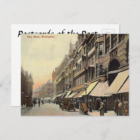 Old Postcard - New Street, Birmingham Postkarte (Vorne/Hinten)