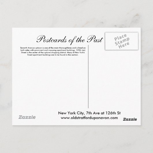 Old Postcard, New York City, 7th Ave at 126th Stre Postkarte (Rückseite)