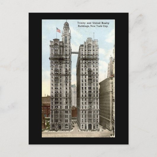 Old Postcard, NYC, Trinity und United Reality Postkarte (Vorderseite)