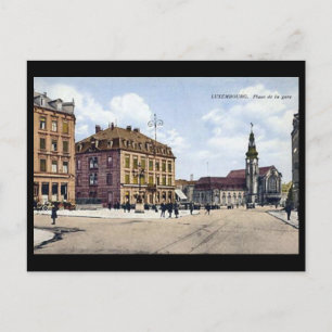 Old Postcard - Place de la Gare, Luxemburg Postkarte