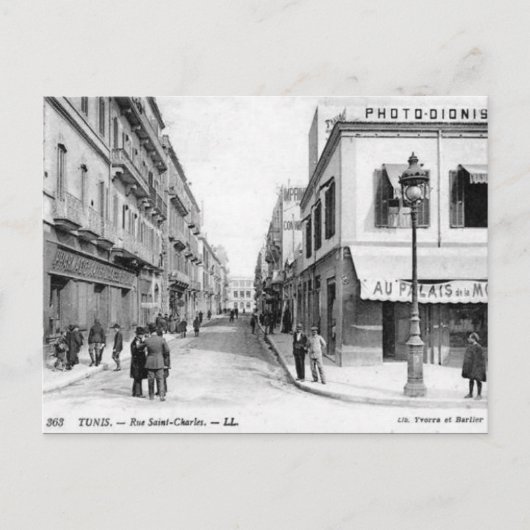 Old Postcard - Rue Saint-Charles, Tunis Postkarte (Vorderseite)