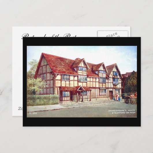 Old Postcard - Shakespeares Geburtsort, Stratford Postkarte (Vorne/Hinten)