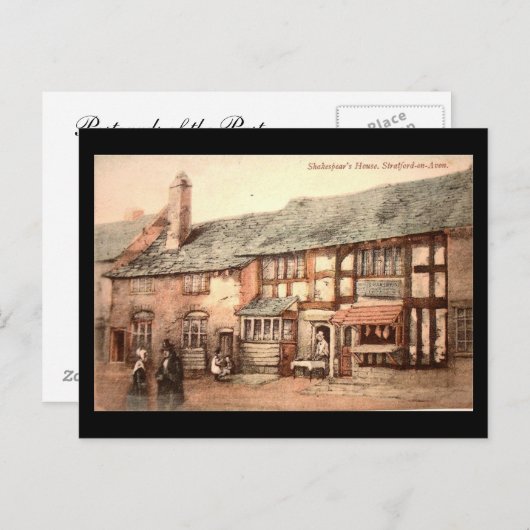 Old Postcard - Stratford-upon-Avon, Shakespeares Postkarte (Vorne/Hinten)
