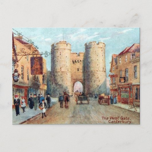 Old Postcard - The West Gate, Canterbury, Kent Postkarte (Vorderseite)