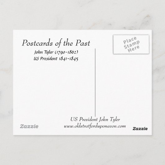 Old Postcard - US-Präsident John Tyler Postkarte (Rückseite)