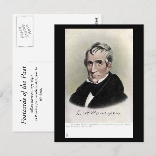 Old Postcard - US-Präsident William Harrison Postkarte (Vorne/Hinten)