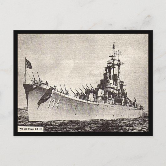 Old Postcard - USS Des Moines Postkarte (Vorderseite)
