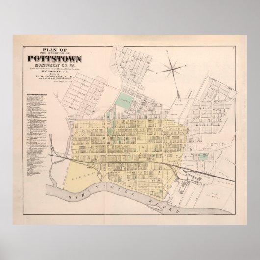 Old Pottstown PA Map (1871) Poster (Vorne)