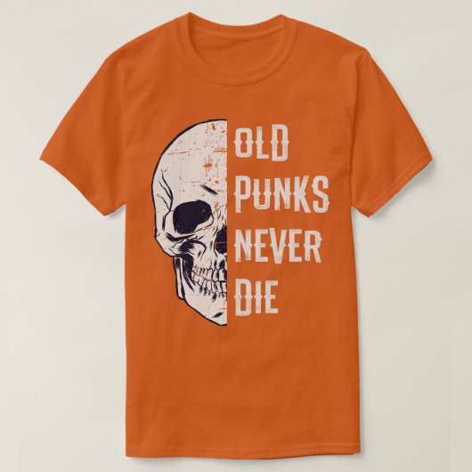 Old Punks Die nie Punk Rocker Schädeldesign T-Shirt (Design vorne)