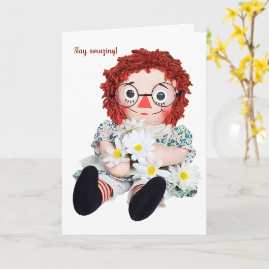 Old Rag Doll Friends Card Karte (Gelbe Blume)