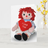 Old Rag Doll I Liebe You Card Karte (Gelbe Blume)