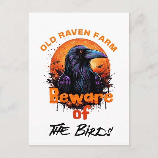 Old Raven Spooky Halloween Postkarte (Vorderseite)