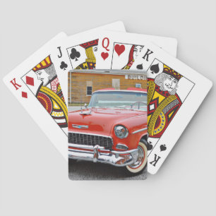 Old Red Bel Air Cabrio Nahaufnahme Spielkarten