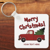 Old red chevy truck and Christmas tree custom Schlüsselanhänger (Vorderseite)