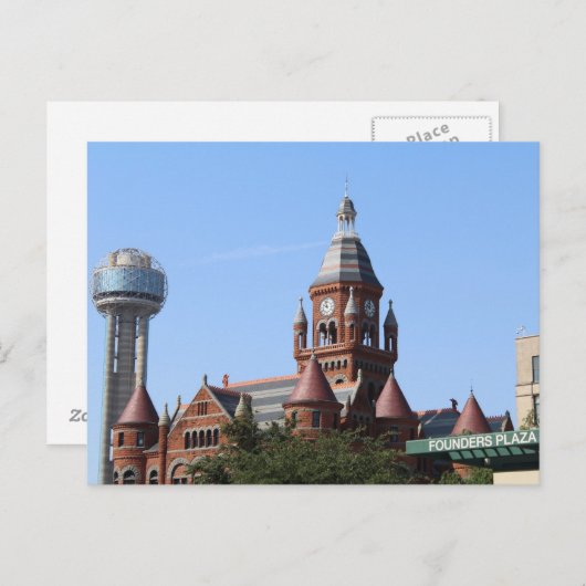 Old Red Courthouse and Wiedersehen Tower # 1 Postkarte (Vorne/Hinten)