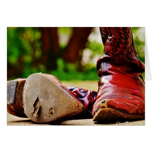 Old Red Cowboy Boots Western Card (Vorderseite (Horizontal))