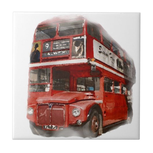Old Red London Bus Fliese (Vorderseite)