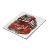 Old Red London Bus Fliese (Seite)