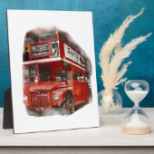 Old Red London Bus Fotoplatte (Seite)