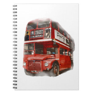 Old Red London Bus Notizblock