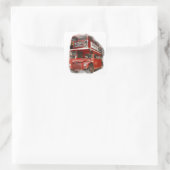 Old Red London Bus Quadratischer Aufkleber (Tasche)