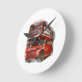 Old Red London Bus Runde Wanduhr (Winkel)
