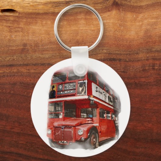 Old Red London Bus Schlüsselanhänger (Vorderseite)