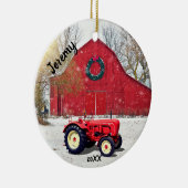 Old Red Tractor Christmas  Keramik Ornament (Rechts)