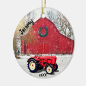 Old Red Tractor Christmas  Keramik Ornament (Links)