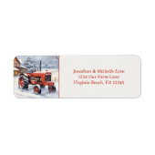 Old Red Tractor Snowy Winter Farm Adresse (Vorne)