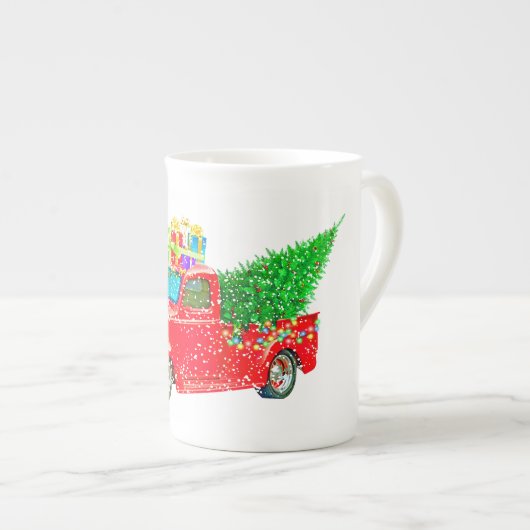 Old Red Truck and Christmas Tree Tasse (Vorderseite Rechts)