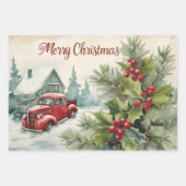 Old Red Truck Frohe Weihnachten Geschenkpapier Set (Vorderseite 2)
