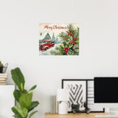 Old Red Truck Frohe Weihnachten Poster (Heimbüro)
