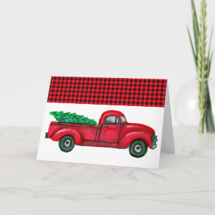 Old Red Truck Large Print Christmas Card Feiertagskarte
