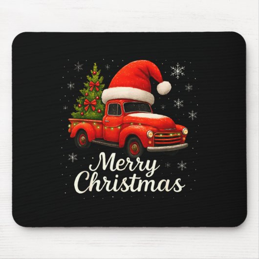 Old Red Truck Santa Hat Xmas Tree Merry Christmas  Mousepad (Vorne)