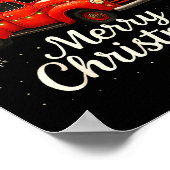 Old Red Truck Santa Hat Xmas Tree Merry Christmas  Poster (Ecke)