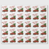 Old red truck with Christmas tree custom Geschenkpapier (Flach)