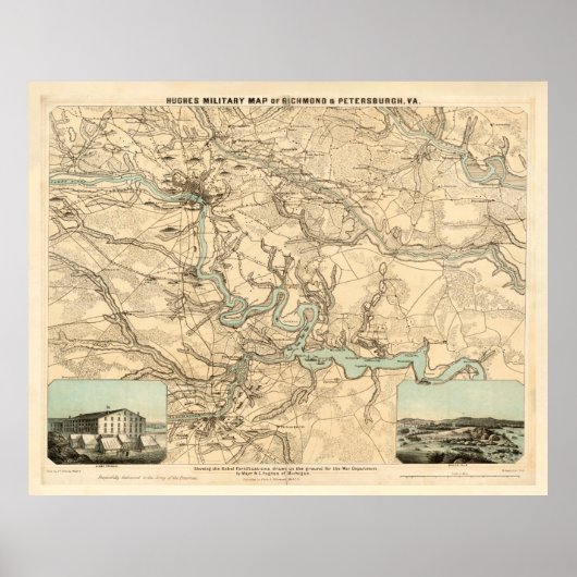 Old Richmond to Petersburg VA Zivil War Map (1864) Poster (Vorne)