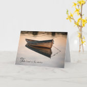 Old Row Boat on Calm Lake Beileid Karte (Gelbe Blume)