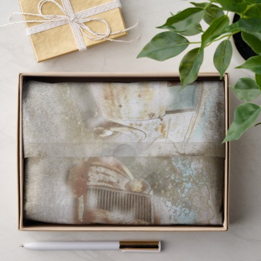 Old Rusted Renault Juvaquatre Van Decoupage Seidenpapier (Geschenk)