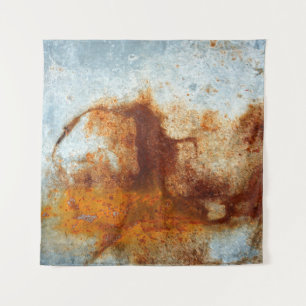 Old rusted steel plate, old zinc plate texture an Wandteppich