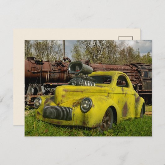  Old Rusty Hotrod 1941 Coupe Rat Rod   Postkarte (Vorne/Hinten)