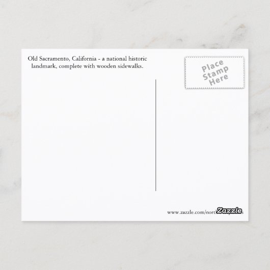 Old Sacramento District Travel Foto Postkarte (Rückseite)