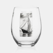 Old Sailboat Weinglas Ohne Stiel (Rückseite)