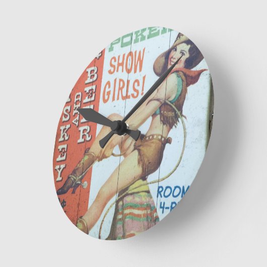 Old Saloon Sign Runde Wanduhr (Winkel)