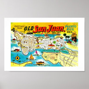 Old San Juan Map Print Poster