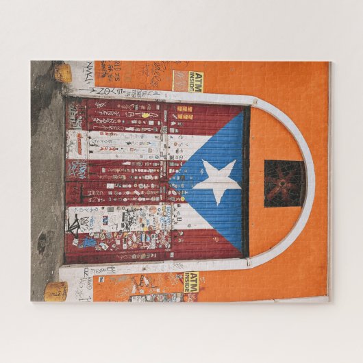 Old San Juan Puerto Rico Flag Street Art Door Puzzle (Horizontal)
